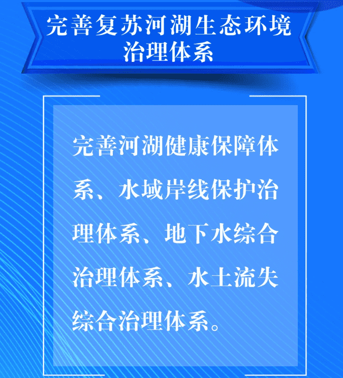 三、要完善復(fù)蘇河湖生態(tài)環(huán)境治理體系。完善河湖健康保障體系、水域岸線保護治理體系、地下水綜合治理體系、水土流失綜合治理體系。.png